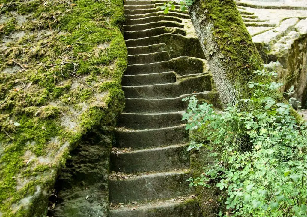 Etruscan Pyramid Of Bomarzo Stairs Italy