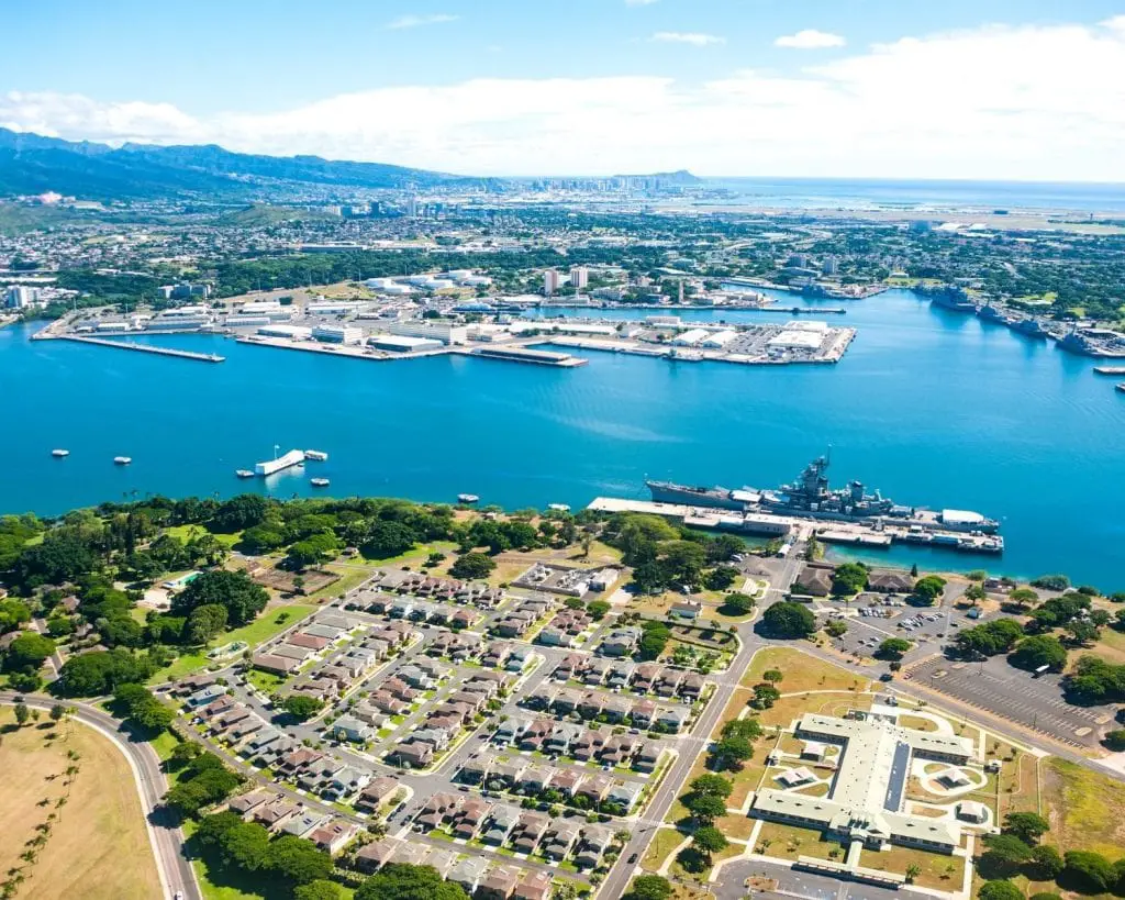 Pearl Harbour Hawaii Arial View