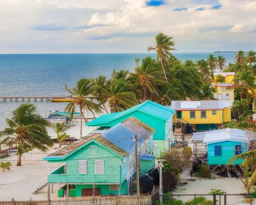 Caye Caulker Colored Houses on the Beach