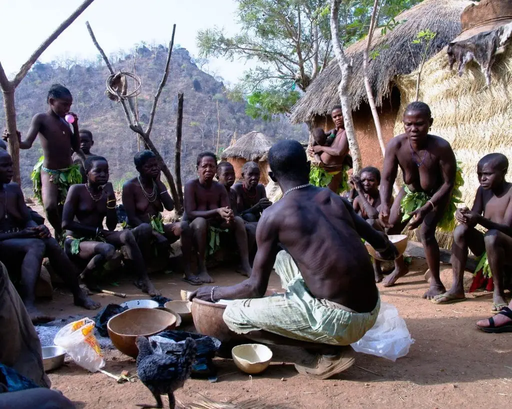 San Tribe people gathering around Africa