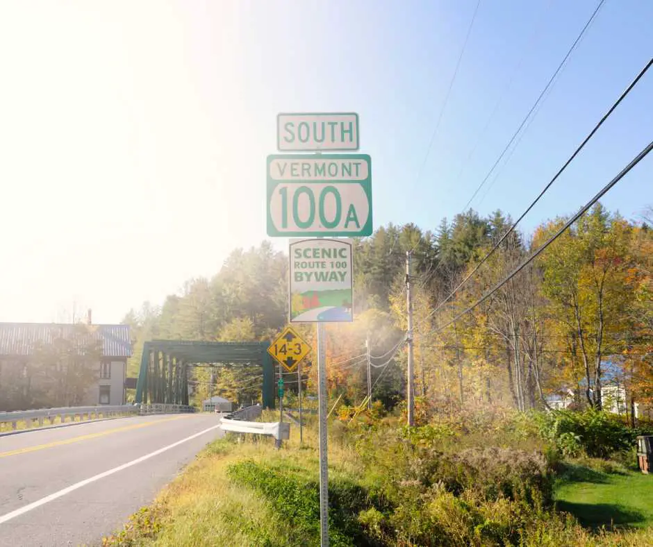 Route 100 road sign Vermont