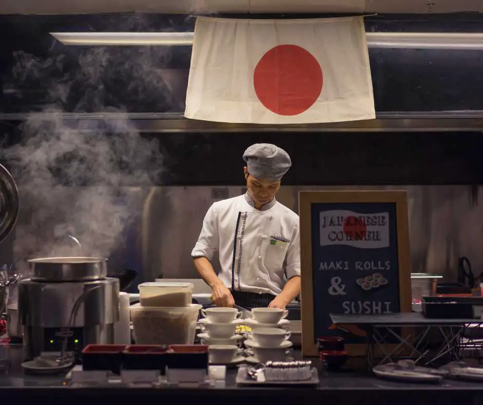 Chef cooking Japanese food