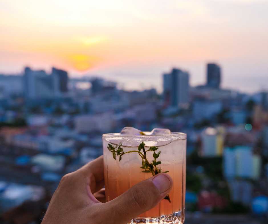 Rooftop bar cocktails